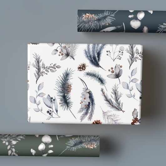 Eleganter Winter Pine Botanicals Urlaub Geschenkpapier Set