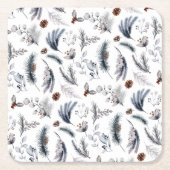 Eleganter Winter Pine Botanicals Urlaub Rechteckiger Pappuntersetzer (Vorderseite)