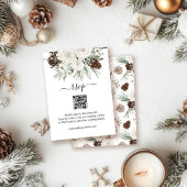 Eleganter Winter Pine QR Code Wedding RSVP Begleitkarte