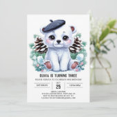 Eleganter Winter Polar Bär Digitaler Geburtstag Einladung (Stehend Vorderseite)