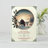 Eleganter Winter Romance Hochzeitsempfang Einladung (Stehend Vorderseite)