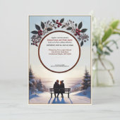 Eleganter Winter Romance Hochzeitsempfang Einladung (Stehend Vorderseite)