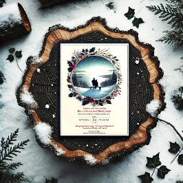 Eleganter Winter Romance Hochzeitsempfang Einladung