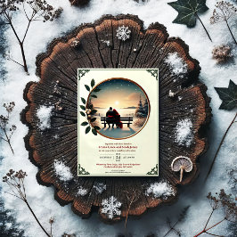 Eleganter Winter Romance Hochzeitsempfang Einladung