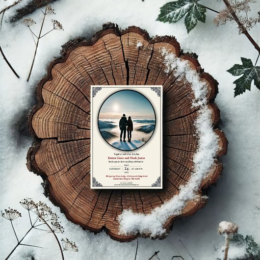 Eleganter Winter Romance Hochzeitsempfang Einladung