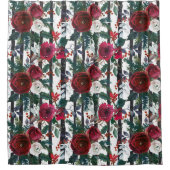 Eleganter Winter Rote Rose Schwarzer vertikaler St Duschvorhang (Vorderseite)