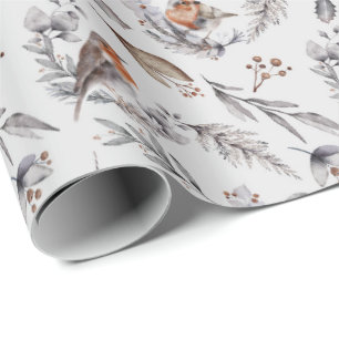 Eleganter Winter-Rotkehlchen-Vogel-Weihnachtsgesch Geschenkpapier