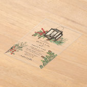 Eleganter Winter Rustic Pine Trees Lantern Wedding Acryleinladungen (Ablage )