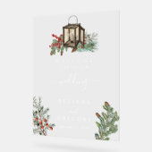 Eleganter Winter Rustic Pine Trees Lantern Wedding Acrylschild (Winkel)
