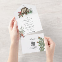 Eleganter Winter Rustic Pine Trees Lantern Wedding