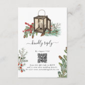 Eleganter Winter Rustic Pine Trees Lantern Wedding Begleitkarte (Vorderseite)