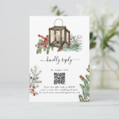 Eleganter Winter Rustic Pine Trees Lantern Wedding Begleitkarte (Stehend Vorderseite)
