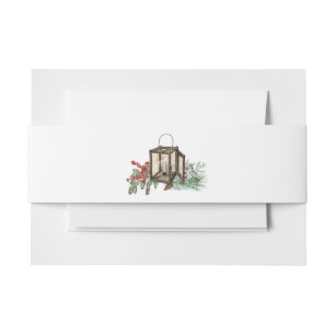 Eleganter Winter Rustic Pine Trees Lantern Wedding Einladungsbanderole