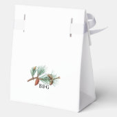 Eleganter Winter Rustic Pine Trees Lantern Wedding Geschenkschachtel (Rückseite)