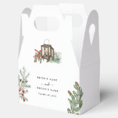 Eleganter Winter Rustic Pine Trees Lantern Wedding Geschenkschachtel (Geöffnet)