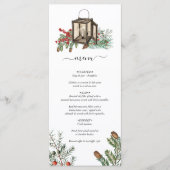 Eleganter Winter Rustic Pine Trees Lantern Wedding Menükarte (Vorderseite)
