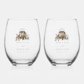 Eleganter Winter Rustic Pine Trees Lantern Wedding Weinglas Ohne Stiel (Vorderseite)