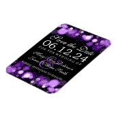 Eleganter Winter Save the Date Lila Lights Magnet (Linke Seite)