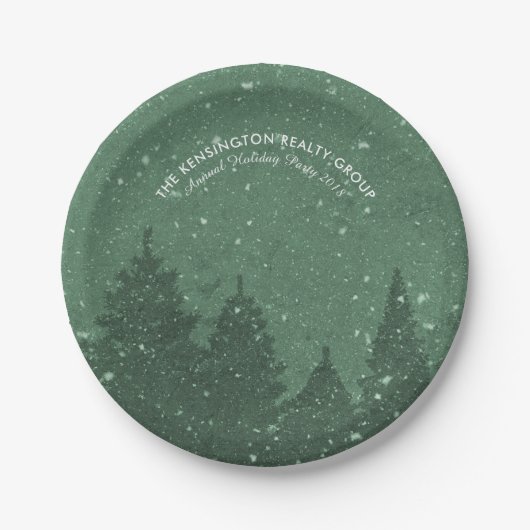 Eleganter Winter-Schnee im Garten Pappteller (Vorderseite)