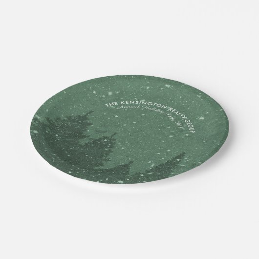 Eleganter Winter-Schnee im Garten Pappteller (Schrägansicht)