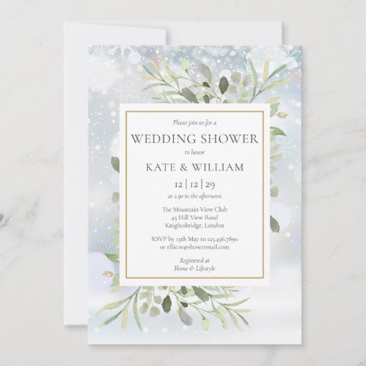 Eleganter Winter Schneeflocken Polterabend Einladung (Vorderseite)