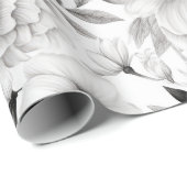 Eleganter Winter Schwarz-Weiß-Blumen Weihnachten Geschenkpapier (Rolleneckpunkt)
