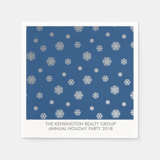 Eleganter Winter Silver Blue Snowflakes Holiday Serviette (Vorderseite)