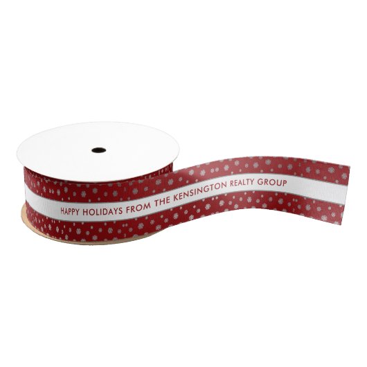 Eleganter Winter Silver Red Snowflake Muster Strei Ripsband (Spule)
