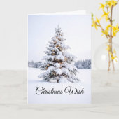Eleganter Winter Snow Covered Pine Tree Weihnachte Karte (Gelbe Blume)