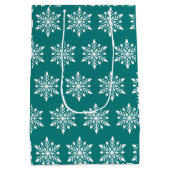 Eleganter Winter Snowflake Mittlere Geschenktüte (Rückseite)