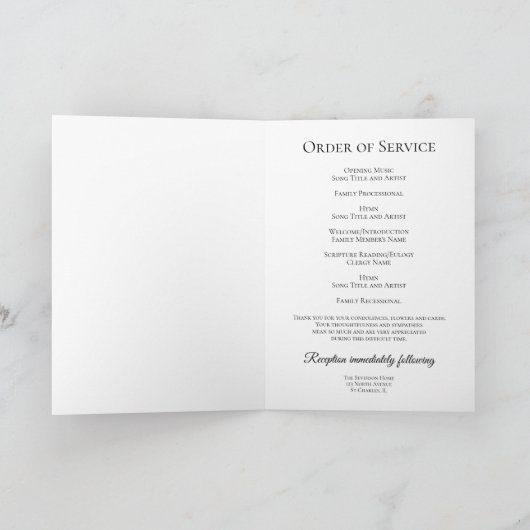 Eleganter Winter Snowflakes Beerdigung Service gef Programm (Innenseite)