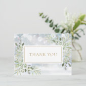 Eleganter Winter Snowflakes Grüne Weinroute Mendri Dankeskarte (Stehend Vorderseite)