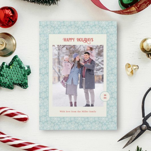 Eleganter Winter Snowflakes Happy Holidays Feiertagskarte