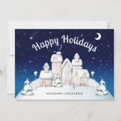 Eleganter Winter Village Business Holiday Feiertagskarte (Vorderseite)