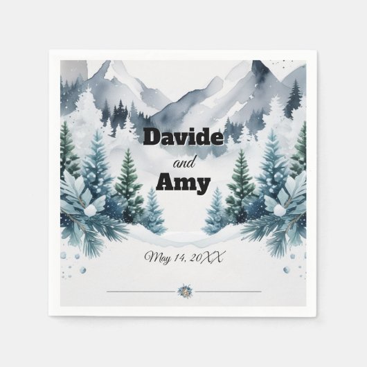 Eleganter Winter Wedding Cocktail Serviette (Vorderseite)