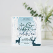 Eleganter Winter Wedding türkis blau Einladung (Stehend Vorderseite)