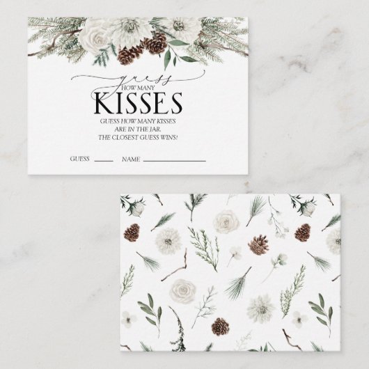 Eleganter Winter Wie viele Kisses Floral Wasserfar Begleitkarte (Vorne/Hinten)