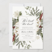 Eleganter Winter Wir tippen die Hochzeitsempfehlun Einladung (Vorderseite)