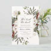 Eleganter Winter Wir tippen die Hochzeitsempfehlun Einladung (Stehend Vorderseite)