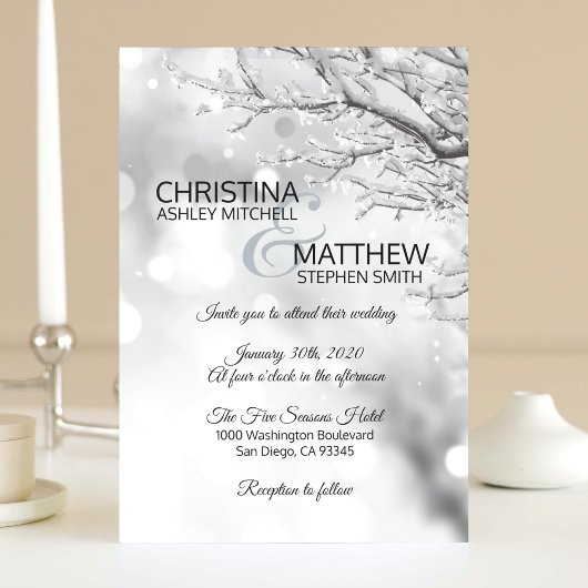Eleganter Winter Wonderland Schneeflocken WEDD Einladung