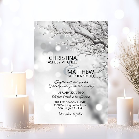 Eleganter Winter Wonderland Schneeflocken WEDD Einladung