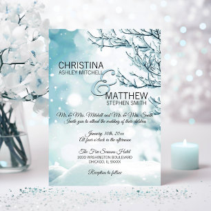 Eleganter Winter Wonderland Schneeflocken WEDD Einladung