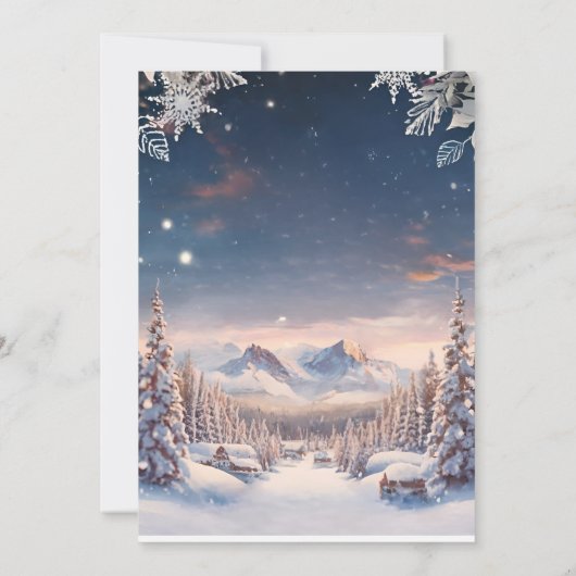 Eleganter Winter Wonderland Schneeflocken WEDD Einladung (Rückseite)