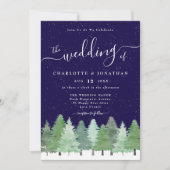 Eleganter Winter Woodland Navy Blue Wedding Qr Cod Einladung (Vorderseite)