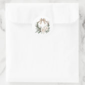 Eleganter Winter Wreath & Bow Weihnachten Runder Aufkleber (Tasche)