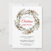 Eleganter Winter Wreath Watercolor Weihnachts-Brun Einladung (Vorderseite)
