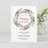 Eleganter Winter Wreath Watercolor Weihnachts-Brun Einladung (Stehend Vorderseite)
