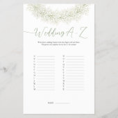 Eleganter Winter Wreath Wedding A-Z Game Flyer (Vorne)