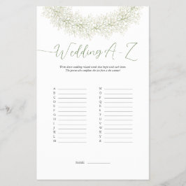 Eleganter Winter Wreath Wedding A-Z Game Flyer