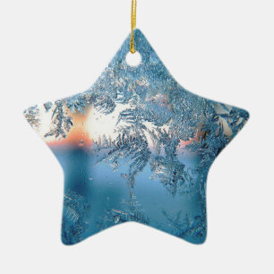 Eleganter Winterfrost auf Glas Eis Kristalle Keramik Ornament